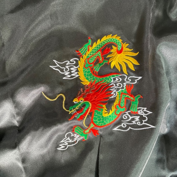 Gold and Black Reversible Lanna Pine Thai Silk Robe unisex size XL - Picture 6 of 11